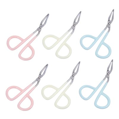 BESTYASH 6Pcs Portable Stainless Steel Eyebrow Tweezers with Scissor Design for Removal for Women Durable and Easy to Use for Refined Eyebrow Shaping