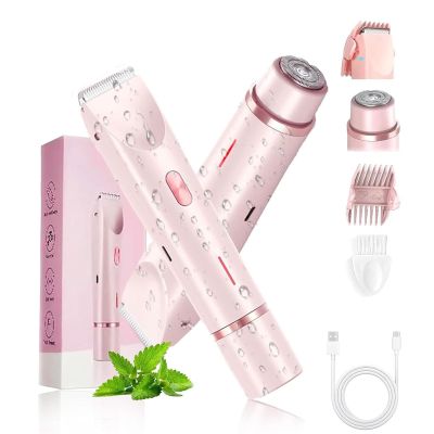 Women Shaver, 2-in-1 Women's Body Shaver, 2 in 1 Double-Headed Waterproof Wet and Dry Electric Razors Bikini Trimmer (Pink)