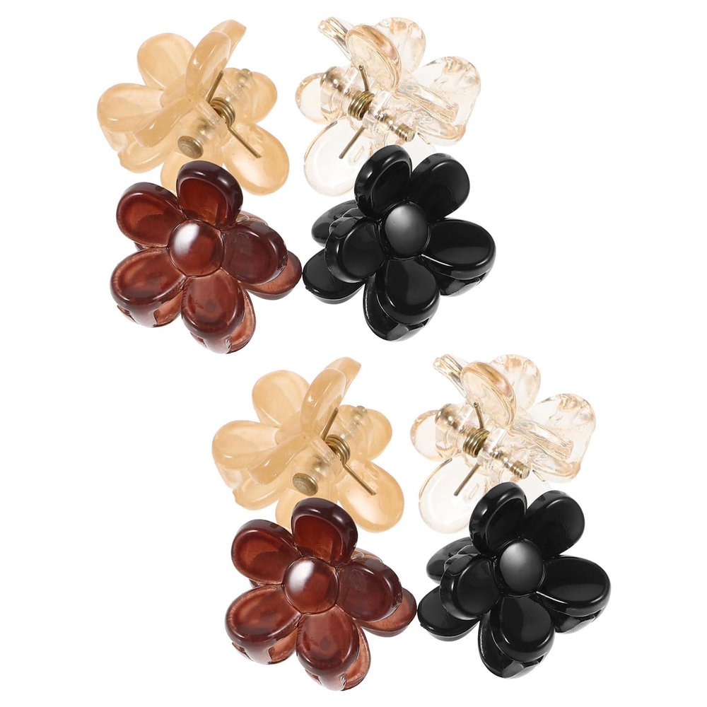 WRITWAA Mini Flower Hair Clips 8pcs Small Claw Clips for Girls Women Elegant Hair Accessories Pretty Miniature Floral Design