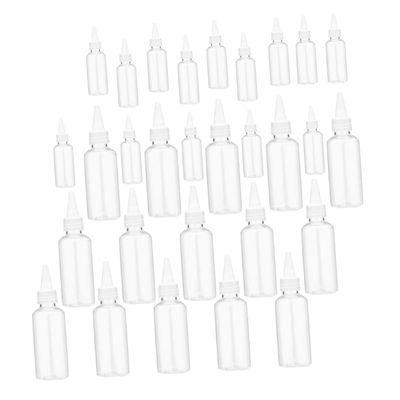 jojofuny 30Pcs Transparent Plastic Bottles with Pointed Mouth Multi Function Squeeze Bottles for Travel Sub Bottling and Liquid Dispensing Reusable and Leak Design