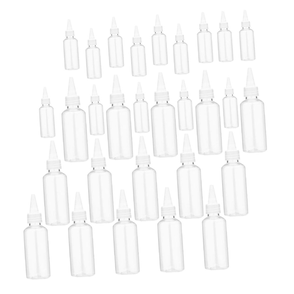 jojofuny 30Pcs Transparent Plastic Bottles with Pointed Mouth Multi Function Squeeze Bottles for Travel Sub Bottling and Liquid Dispensing Reusable and Leak Design