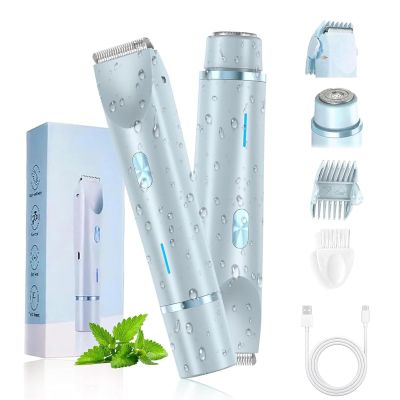 Women Shaver, 2-in-1 Women's Body Shaver, 2 in 1 Double-Headed Waterproof Wet and Dry Electric Razors Bikini Trimmer (Blue)
