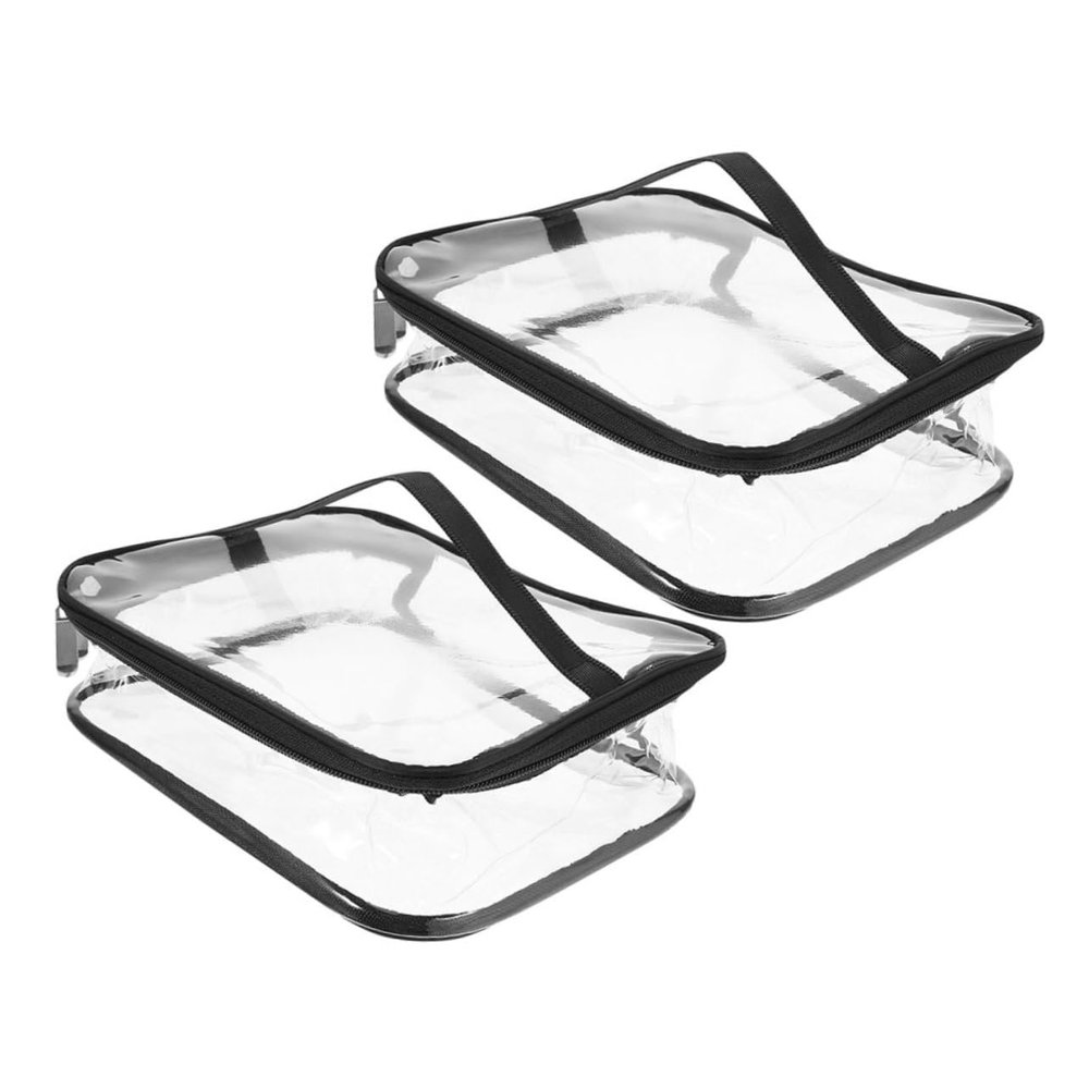 ABOOFAN 2Pcs Large Clear Toiletry Bag Portable PVC Makeup Organizer with Handle for Travel Lightweight Storage Pouch for and Outdoor Use