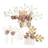 Beatifufu 4-Piece Flower Pearl Hair Side Combs Set Decorative U-Shaped Bridal Hairpins Rhinestones Wedding Hair Accessories for Women view 1
