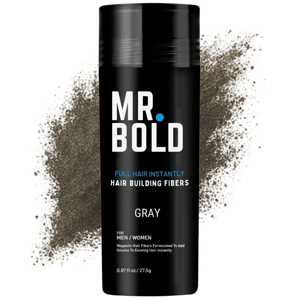 Mr.Bold Hair Building Fibers 27.5g (Gray) Hair Fibers for Thinning Hair for Men & Women  Conceals Fine Hair, Bald Spots, Hair Loss  Instantly Fuller Thicker Hair Look  Hair Concealer Powder