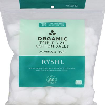 Triple Size Organic Cotton Balls - 80 Count by Ryshi