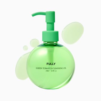 FULLY Green Tomato Pore Cleansing Oil, Daily Oil Cleanser with BHA & Green Tomato for Makeup Removal, Sebum Control, Blackhead Removal for Sensitive Skin, Vegan Korean Skincare, 8.45 fl.oz