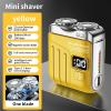 Portable Electric Shaver With Digital Display Type-C Rechargeable Dual Blade Travel Mini Shaver With 18 Steel Blades Ring Floating Mesh Waterproof For Men Women(Yellow) view 2