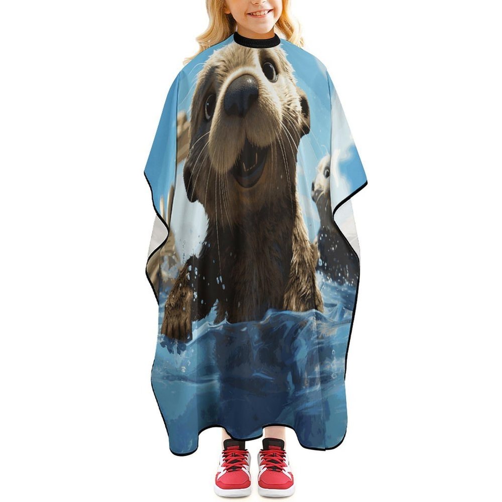 Lovely Sea Otter Print Hair Cutting Cape Anti-Static Professional Hairdressing Salon Capes Lightweight Barber Cape For Professional Stylists And Home Use 47.6 X 40.5 Inches