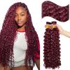 Human Braiding Hair for Boho Braids 99j Curly Boho Human Hair for Braiding 100G/Pack No Weft Burgundy Water Wave Human Hair Bundles Soft Bouncy Short Wet and Wavy Burgundy Braiding Hair 12 Inch view 1