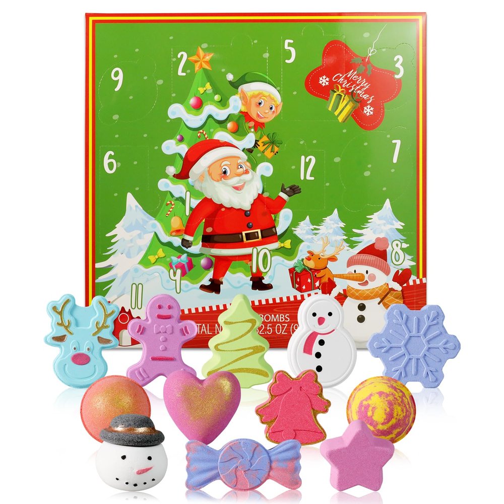 Christmas Advent Calendar 2025 Bath Bombs Gifts for Kids - 12PCS Surprising Bubble Bath Bombs Inside, Countdown Calendar Christmas Stuff Gifts for Girls, Women, Boys