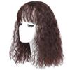 Yanamy Invisible Curly Topper with Bangs Clip in Hairpiece Synthetic Hair Wiglet for Women Thin Hair (Dark brown,25cm) view 3