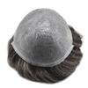 Healthlif Toupee For Men Ultra Thin Skin Human Hair Piece For Men Toupee V-loop Natural Looking Hair Replacement System Hairpiece 8x10#230#2 DARKEST BROWN+30% GREY 80% Density view 3