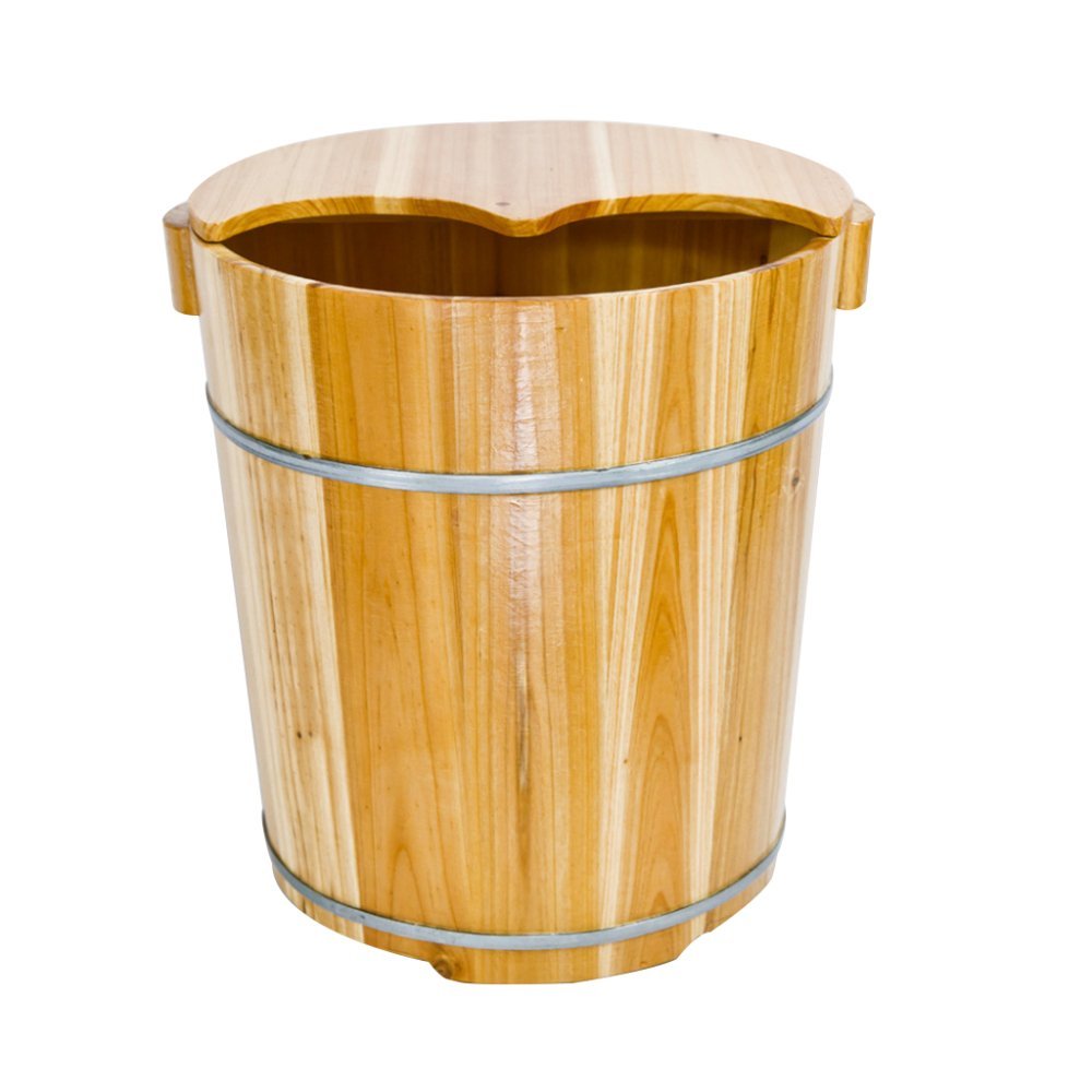 40cm Wooden Pedicure Basin Foot Bath Barrel - Health Care Gift for Middle-Aged & Elderly, Relaxing Foot Tub with Age Beads, Spa Quality Foot Care at Home