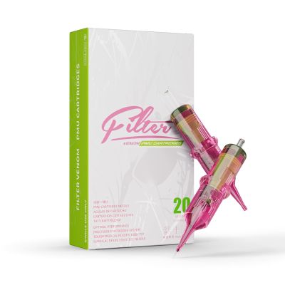 Filter Tattoo Cartridge Needles - 20Pcs #06 (3RL) 0.2MM Round Liner Disposable Permanent Makeup SMP Microblading Hair Scalp Tattoo Needle Cartridge - Venom