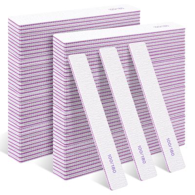 150 Pack 100/180 Grit Nail File, Emery Board Nail Files for Acrylic Nails and Natural Nails, Double Sided Emory Boards Professional Nail-Filer Reusable Washable Manicure