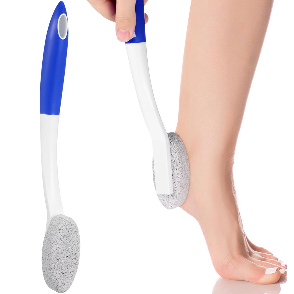 FOMIYES Pumice Stone with Long Handle,Foot File Shower Brush,Pumice Stone Exfoliator Pedicure Tool Foot Callus Remover Scrubber for Dead Skin,Corn and Hard Skin,Softer & Smoother Feet