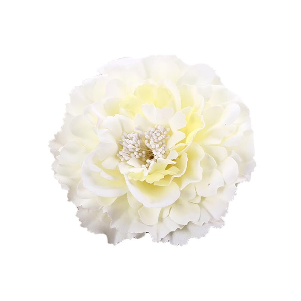 6 Pcs Peony Flower Hair Clips, 4.3 Inch Large Bohemia Peony Flowers Hairpin, Blue Peonies Floral Hair Pins Flower Brooch Hair Accessories for Women(Beige White)