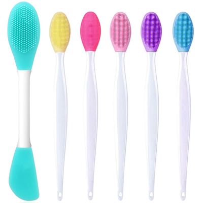 6Pcs Silicone Face Brush Set,1Pcs Silicone Face Applicator Brush,5Pcs Exfoliating Lip Brush,Blackhead Face Exfoliator Skin Care Tool for Women Men