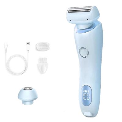 Zylla Smoothshave Razor, Smooth Shave Razor Womens Body Trimmer, Ipx7 Waterproof 2 in 1 Electric Shavers, Wet and Dry Portable Trimmer with Removable Head (Blue 1pcs)