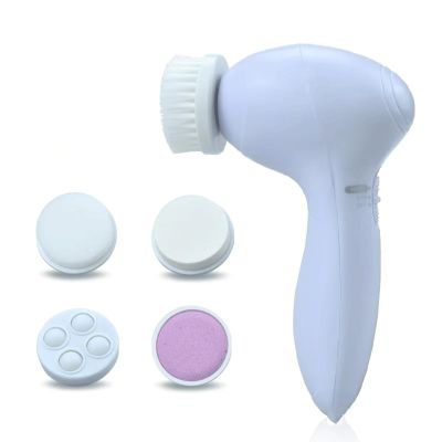 LLiuvcc 5-in-1 Facial Cleansing Brush Facial Scrub, Portable Men's and Women's Facial Brush, Exfoliating, Massaging, and Deep Cleansing(White)