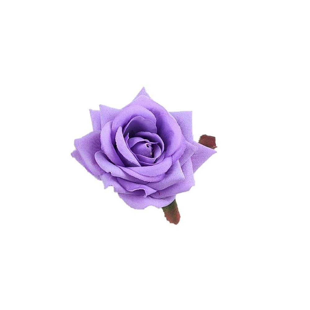 8 Pcs Rose Hair Clip Flower Hairpin, 2.6 Inch Artificial Flower Clips Floral Brooches Pink Rose Hair Accessories for Women Ladies Bridesmaid Vacation Beach,(Purple)