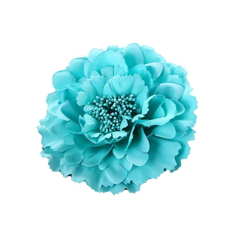 6 Pcs Peony Flower Hair Clips, 4.3 Inch Large Bohemia Peony Flowers Hairpin, Blue Peonies Floral Hair Pins Flower Brooch Hair Accessories for Women(Teal)