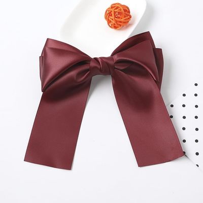 5Pcs Hair Bows for Women Girls Burgundy Bow Hair Clips with Tails Silky Satin Bow Hair Clip Big Bowknow Barrettes Hair Accessories for Women(Burgundy)