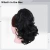 11.8 Black Curly Ponytail Extension, Cheer Hair Piece With High Temperature Fiber, Clip-On Design For Sports And Dance view 2