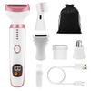 Electric Razors for Women, 5 in 1 Painless Ladies Wet & Dry Body Razors and Facial Hair Remover, Rechargeable Facial and Body Hair Remover for Face Nose Eyebrow Arms Armpit Legs Pubic AreaWhite view 2