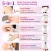 Electric Razors for Women, 5 in 1 Painless Ladies Wet & Dry Body Razors and Facial Hair Remover, Rechargeable Facial and Body Hair Remover for Face Nose Eyebrow Arms Armpit Legs Pubic AreaWhite view 3