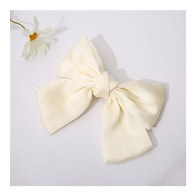 8Pcs Bow Hair Clips for Women Girls Vintage Satin Bowknot Barrettes 8.2 Inch Large Satin Bow Hair Accessories for Women Girls,(Beige)