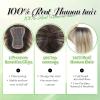 Hair Toppers for Women Real Human Hair Toppers with Bangs Hairpieces for Women with Thinning Hair 360 Cover Pieces 3 * 4.5 Swiss Base Hairpieces 10Inch (Ombre Light Brown with Blond Highlight) view 4