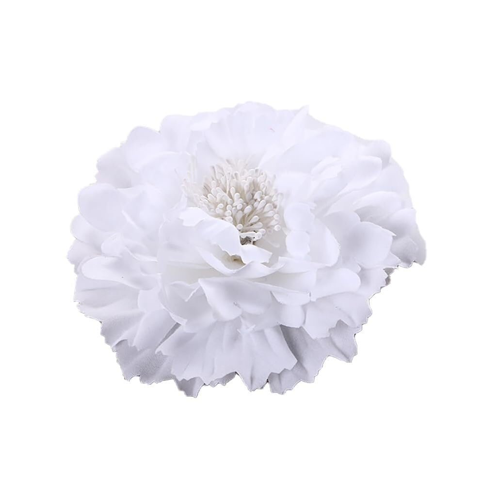 6 Pcs Peony Flower Hair Clips, 4.3 Inch Large Bohemia Peony Flowers Hairpin, Blue Peonies Floral Hair Pins Flower Brooch Hair Accessories for Women(White)