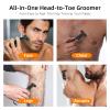 RUIM 3-in-1 Men's Body Groomer - Waterproof Electric Shaver for Groin, Chest, Back & Body Hair, with Nose & Eyebrow Trimmer Attachments for Painless Wet/Dry Use view 2