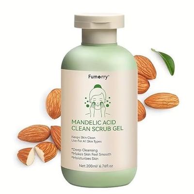 JVNX Mandelic Exfoliating Scrub Gel 200ml | Gentle Face & Body Cleanser for All Skin Types | Unisex Formula with Lavender Scent, Glycerin & Plant-Based Squalane (Pack of 1)