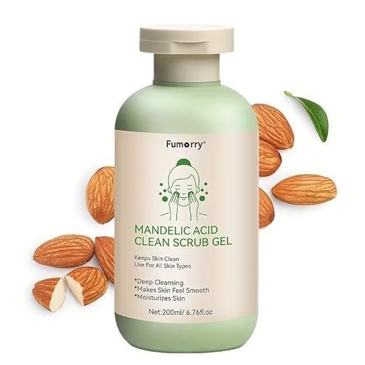 JVNX Mandelic Exfoliating Scrub Gel 200ml | Gentle Face & Body Cleanser for All Skin Types | Unisex Formula with Lavender Scent, Glycerin & Plant-Based Squalane (Pack of 1)