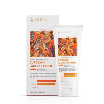 ABERA Turmeric Face Wash for Acne-Prone & Sensitive Skin 4-in-1 Curcumin Cleanser with Niacinamide, BHA & Centella Gentle pH Balanced, Non-Comedogenic, Sulfate Free Facial Cleanser, 3.38 Fl.oz.