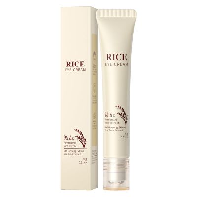 BEUKING Rice Eye Cream, Moisturizing Eye Roller with Rice Ginseng Extract, Smooth Light Weight Fast Absorption Non-sticky Reduces Fine Lines Puffiness Bags & Dark Circles