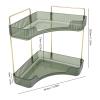2 Tier Bathroom Countertop Organizer,Corner Makeup Skincare Organizer,for Cosmetic Skincare Perfume,for Bathroom Kitchen (Dark Green) view 2