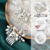 2 Pcs Crystal Bride Wedding Hair Comb, Silver Rhinestone Silver Bridal Side Comb Bridal Hairpieces Bridesmaid Clips Accessories, Silve-Bridal-Headpiece Wedding Hair Piece for Women and Girls view 4