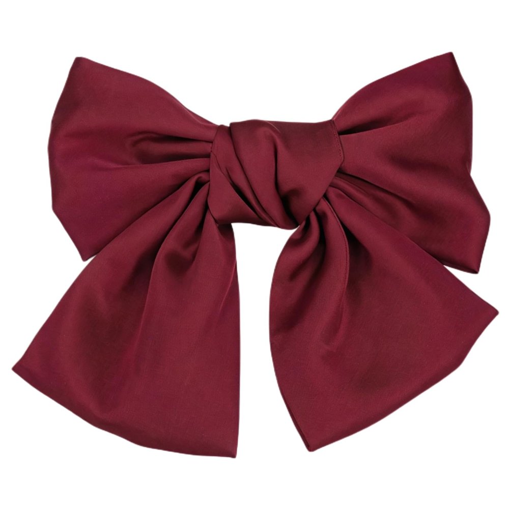 Elegant Burgundy Hair Barrette, Oversized Bow Accessory For Weddings