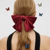 Elegant Burgundy Hair Barrette, Oversized Bow Accessory For Weddings view 2