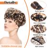2 Pcs Large Shower Cap for Braids, Extra Long Shower Cap for Women Long Hair & Locs, Waterproof Hair Bonnets for Dreadlocks Drawstring Bath Caps for Women & Men (Leopard, Cow Print) view 3