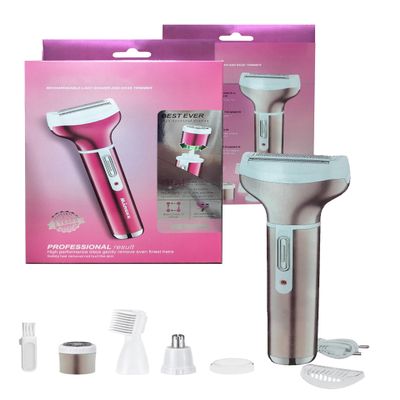 Electric Razor for Women 4 in 1 - Painless Rechargeable Shaver, Wet & Dry Body Hair Trimmer for Bikini Area, Face, Legs, Underarms & Eyebrow - All-in-One Kit