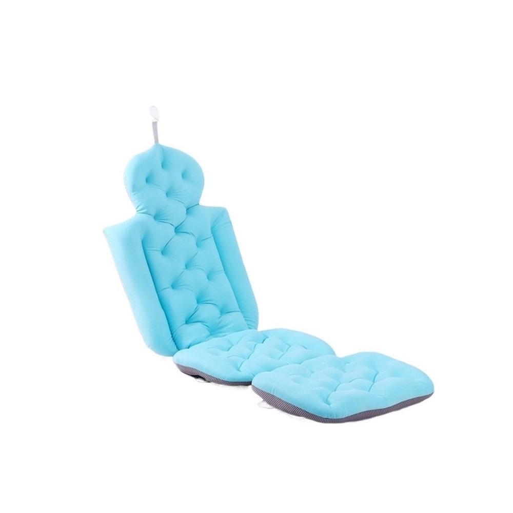 18.9" Full Body Bath Pillow for Bathtub, 2.7" Thick Bath Cushion with Head and Neck Support, Quick Dry Mesh, Waterproof(Blue)