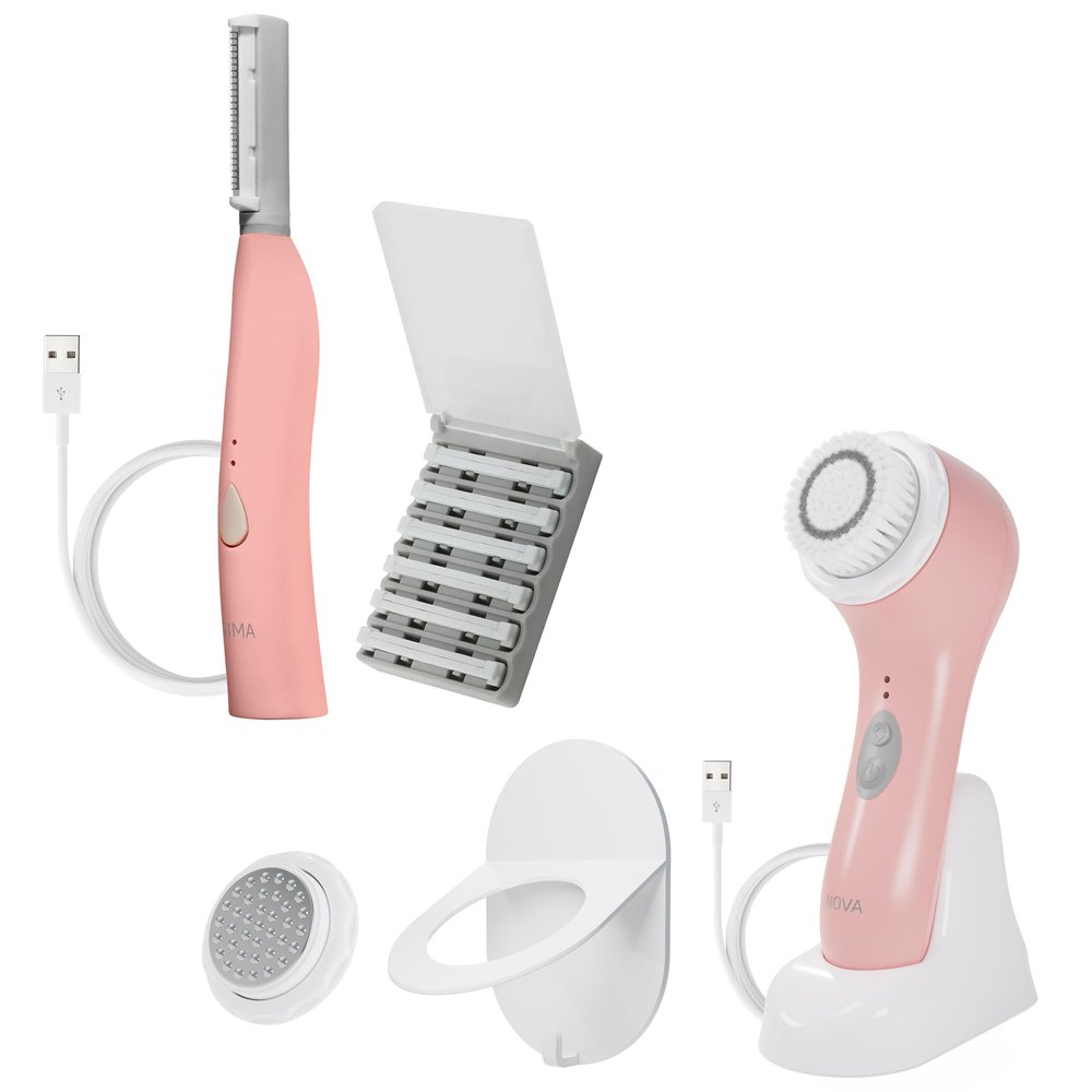 SPA SCIENCES - SIMA Patented Dermaplane Razor w/ 7 Weeks Treatment + NOVA Sonic Cleansing Brush