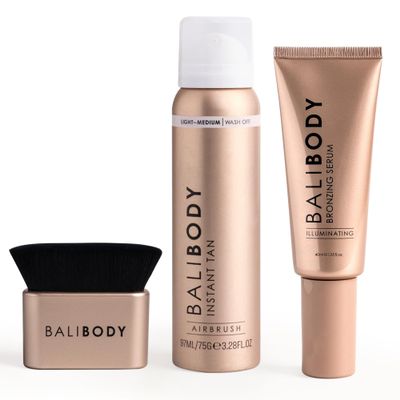 Bali Body Instant Glow Bundle  Instant Tan Medium-Dark 97 ml + Hydrating Bronzing Serum 30 ml + Ultra-Soft Reusable Kabuki Blending Brush | Vegan, Cruelty-Free
