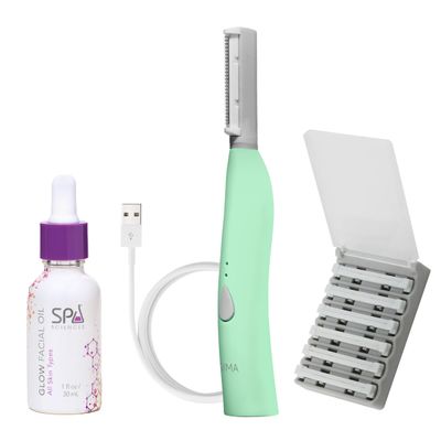 SPA SCIENCES - SIMA Patented Dermaplane Razor for Women Face  3 Speeds  Rechargeable  7 Weeks Treatment + Dermaplaning Oil