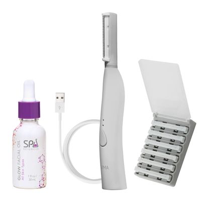 SPA SCIENCES - SIMA Patented Dermaplane Razor for Women Face  3 Speeds  Rechargeable  7 Weeks Treatment + Dermaplaning Oil